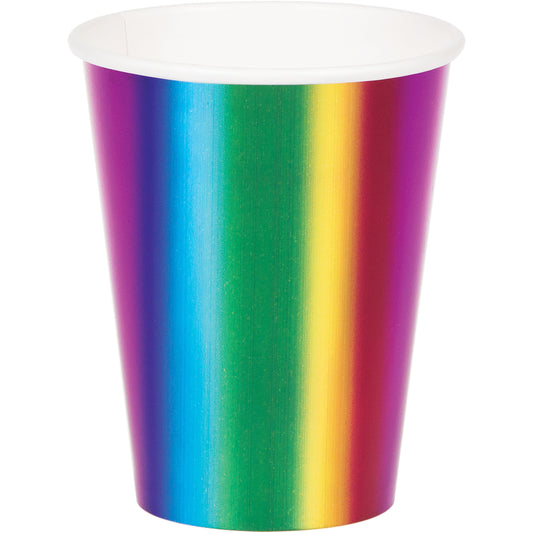 Rainbow Foil 9oz Paper Cups