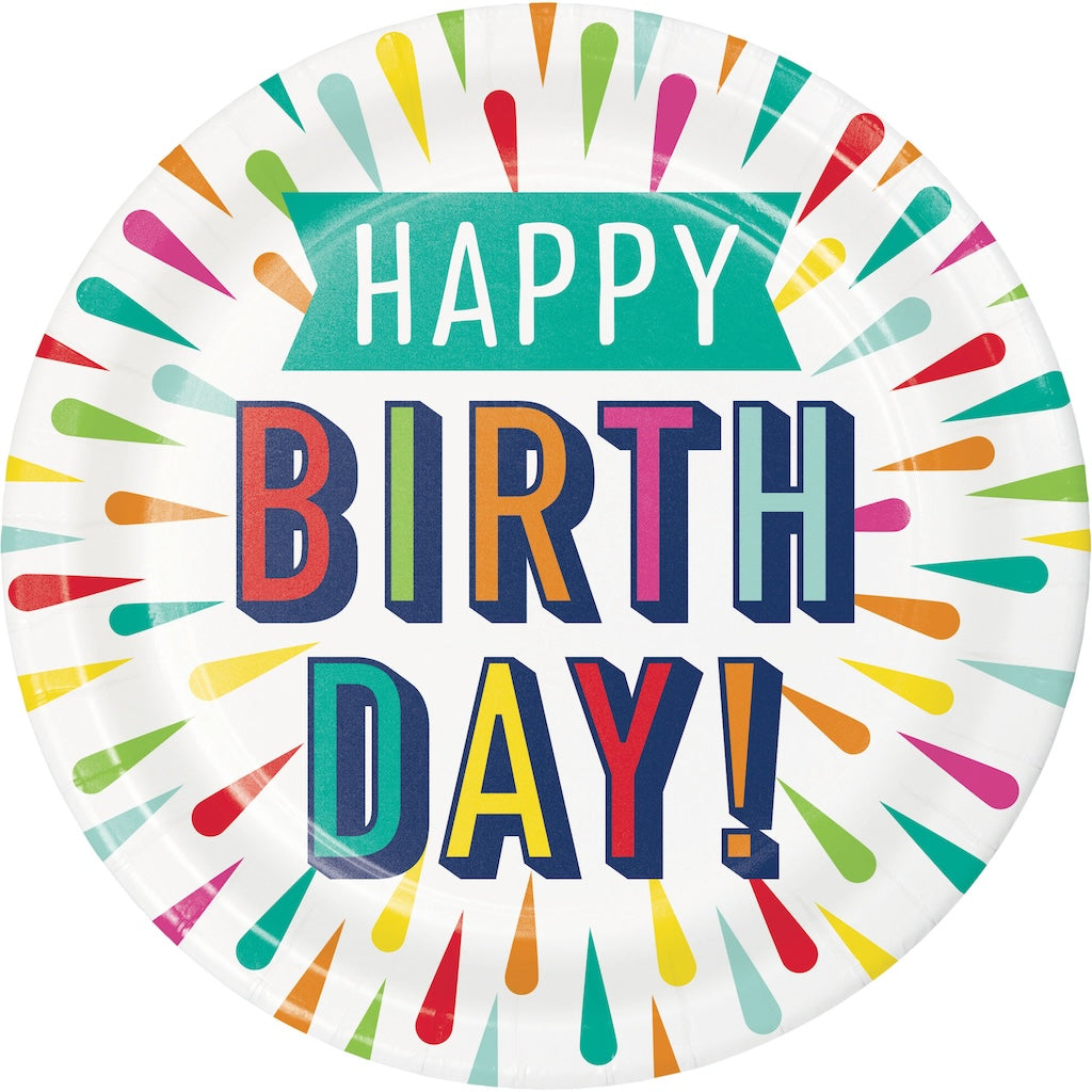 Birthday Burst 9in Plates 8ct