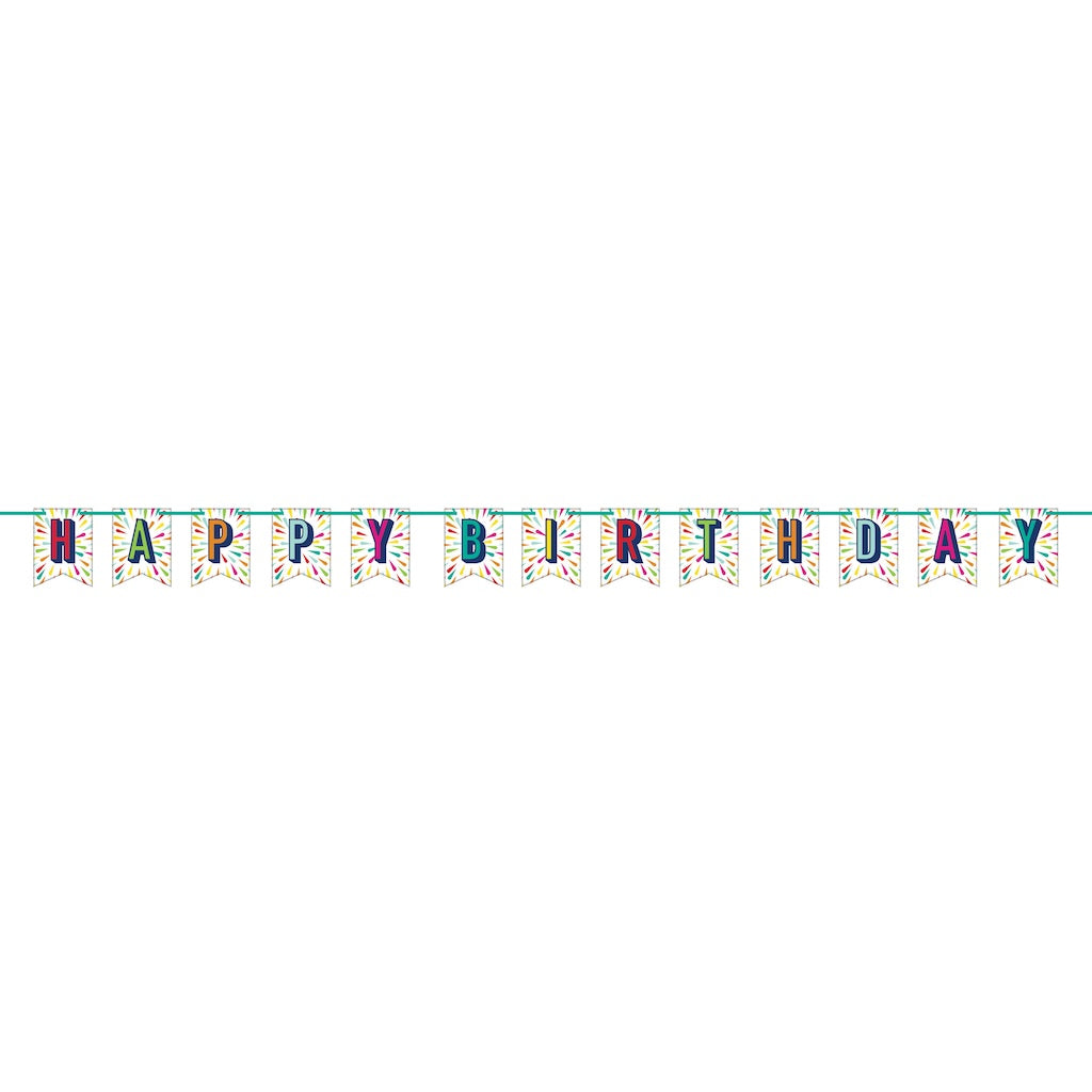 Birthday Burst Shaped Banner with Ribbon