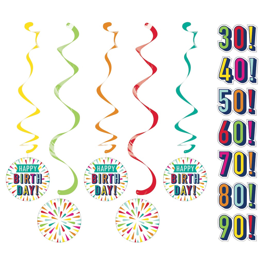 Birthday Burst Dizzy Danglers Assorted with Stickers
