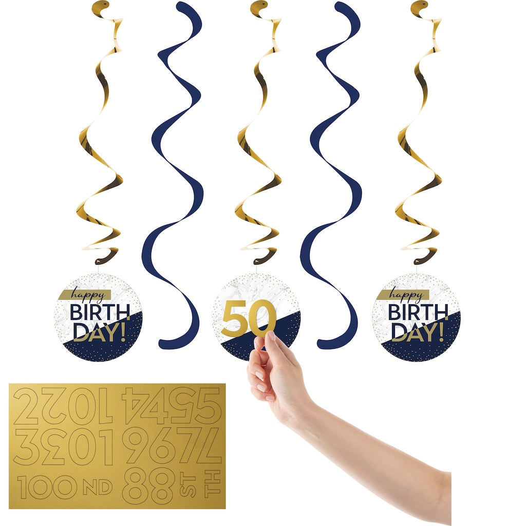 Navy and Gold Milestone Dizzy Danglers - Add Any Age