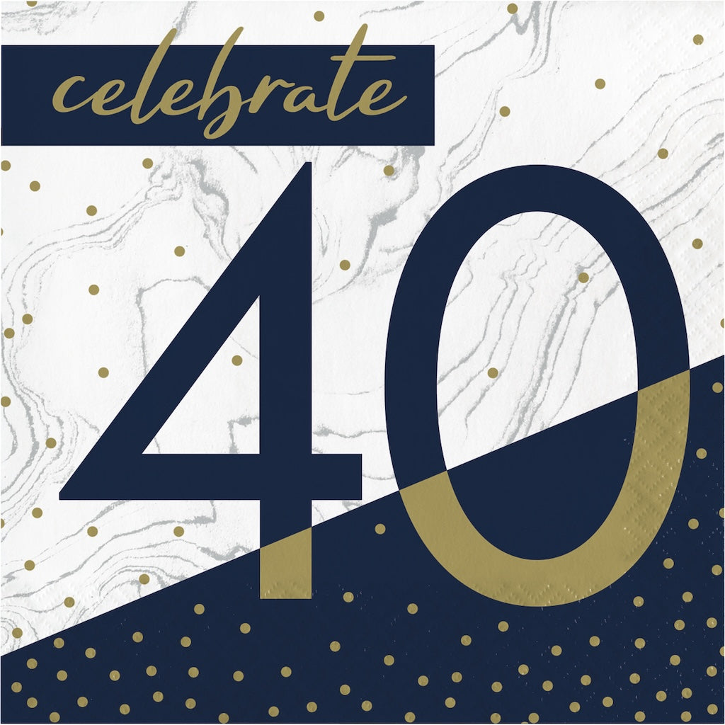 Navy and Gold Milestone 40 Lunch Napkin 16ct