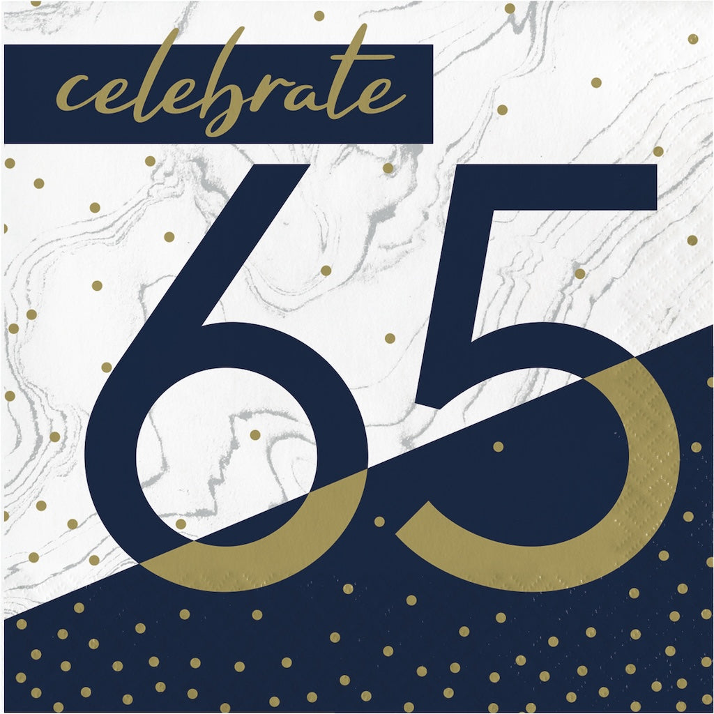 Navy and Gold Milestone 65 Lunch Napkin 16ct