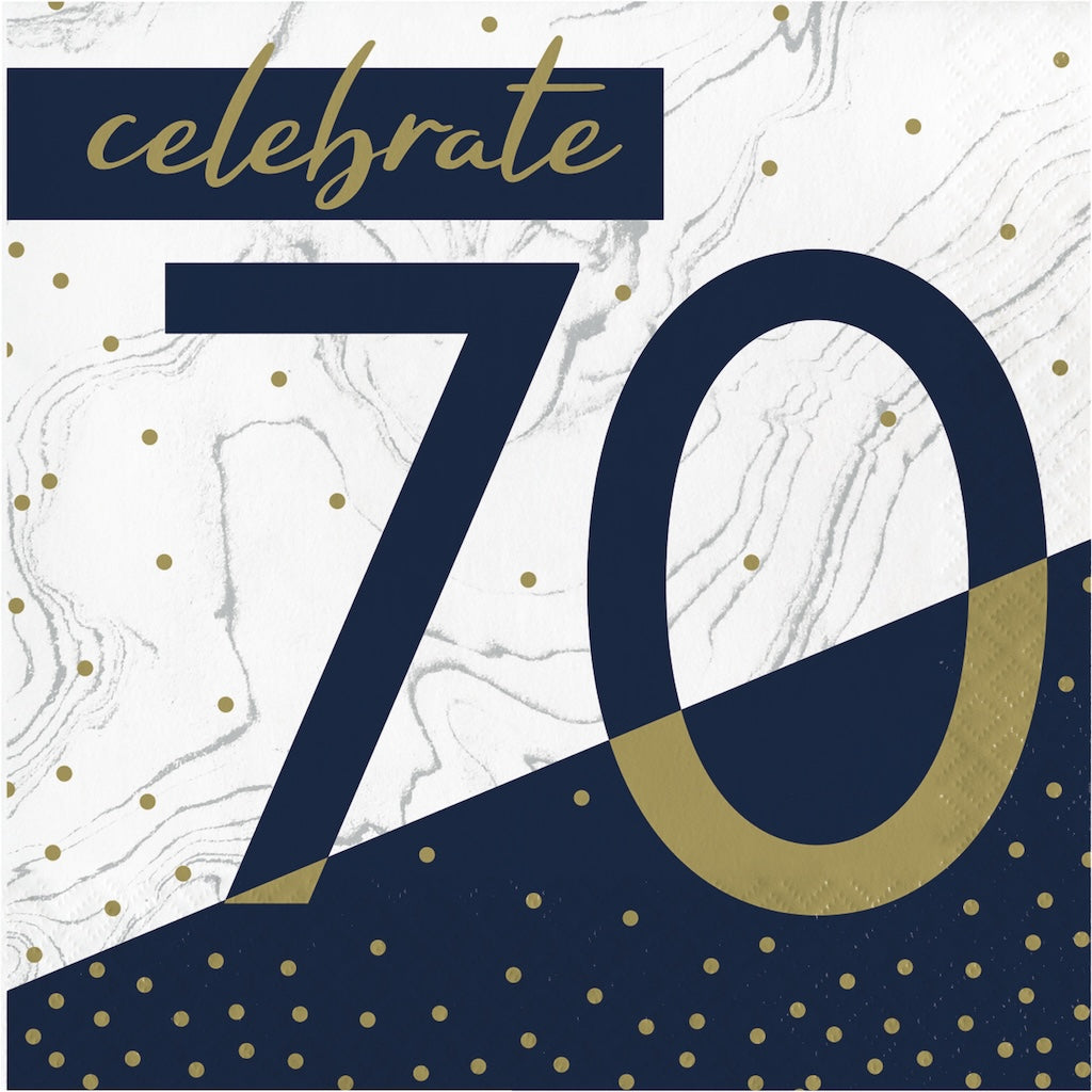 Navy and Gold Milestone 70 Lunch Napkin 16ct