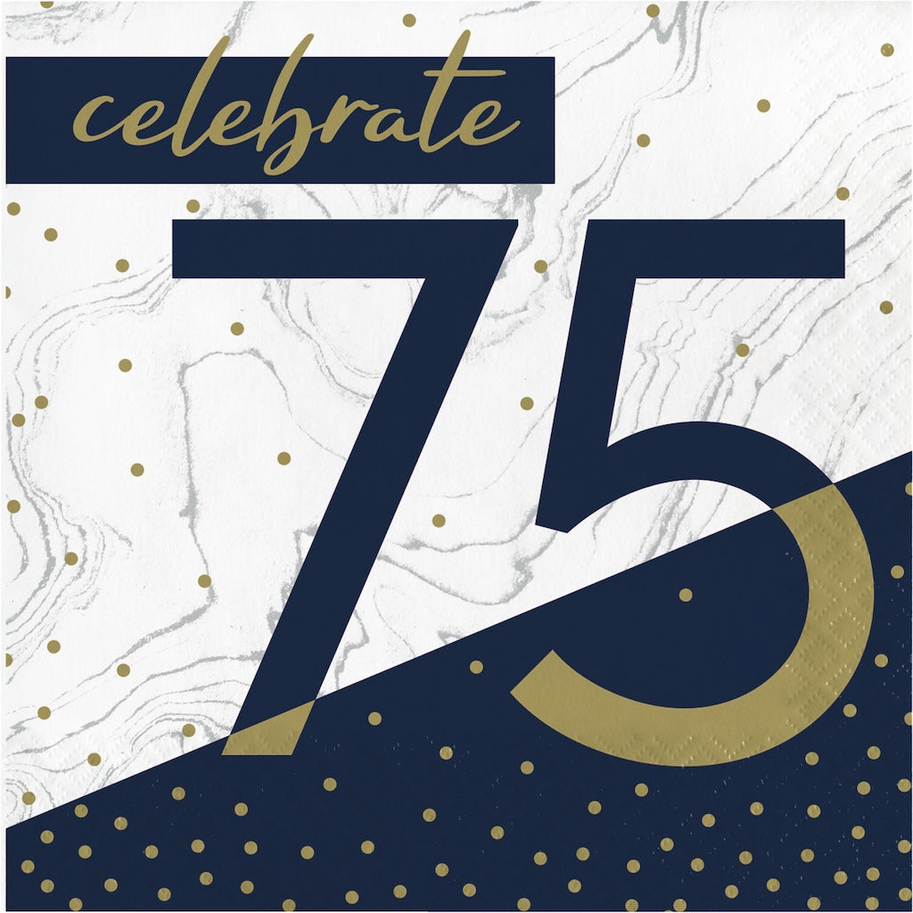 Navy and Gold Milestone 75 Lunch Napkin 16ct