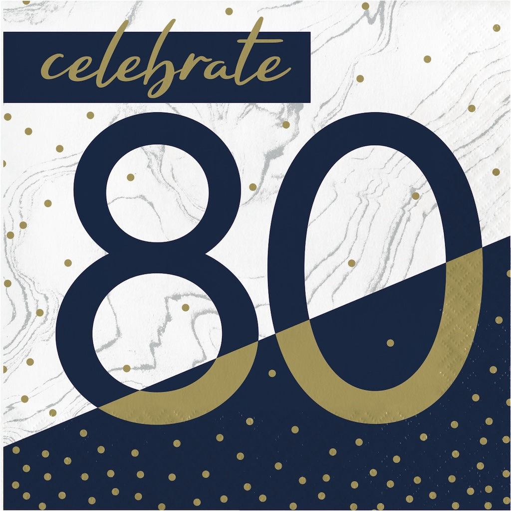 Navy and Gold Milestone 80 Lunch Napkin 16ct
