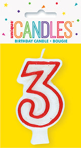 Red and White Deluxe Number Candle
