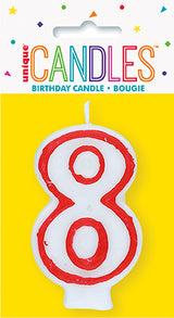 Red and White Deluxe Number Candle