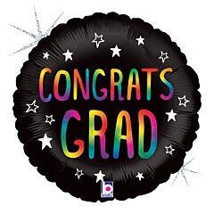 #G50 Congrats Grad Colorful Holographic 18in Printed Mylar