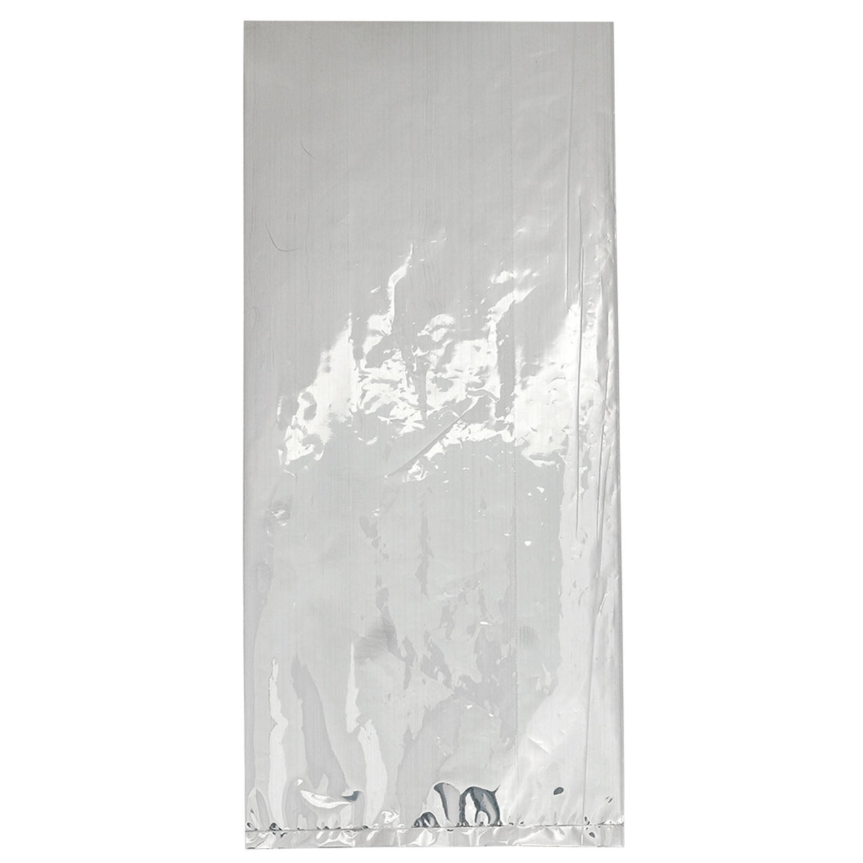 Silver Large Cello Party Bags - 5in x 11.5in x 3in - 25ct
