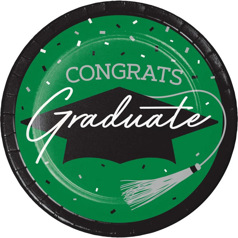 School Spirit Green 7in Plates 18ct