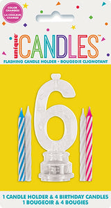 Number Light-Up Flashing Candle Holder with Birthday Candle