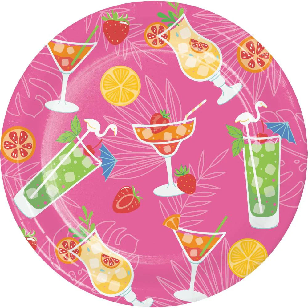 Summer Sippin Cocktail Toss 7in Plates 8ct