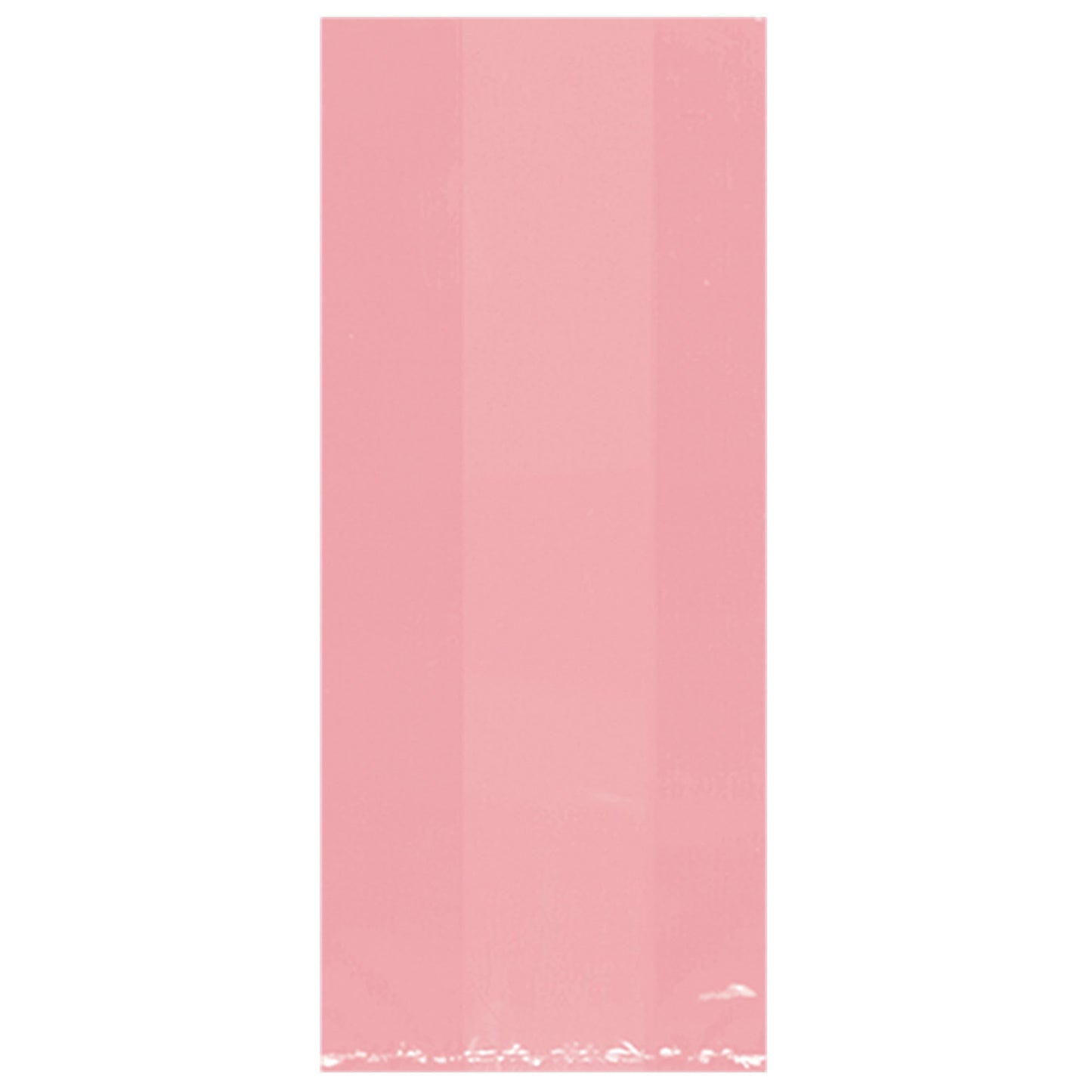 New Pink Small Cello Party Bags - 4in x 9.5in x 2in - 25ct