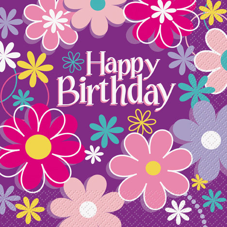 Birthday Blossoms Lunch Napkins 16ct