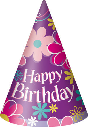 Birthday Blossoms Party Hats 8ct