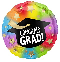 #G52 Colorful Tie-Dye Grad 18in Printed Mylar