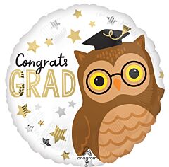 #G33 Congrats Grad Owl 18in Printed Mylar
