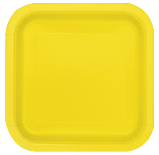 Yellow Square 7in Dessert Plates 16ct