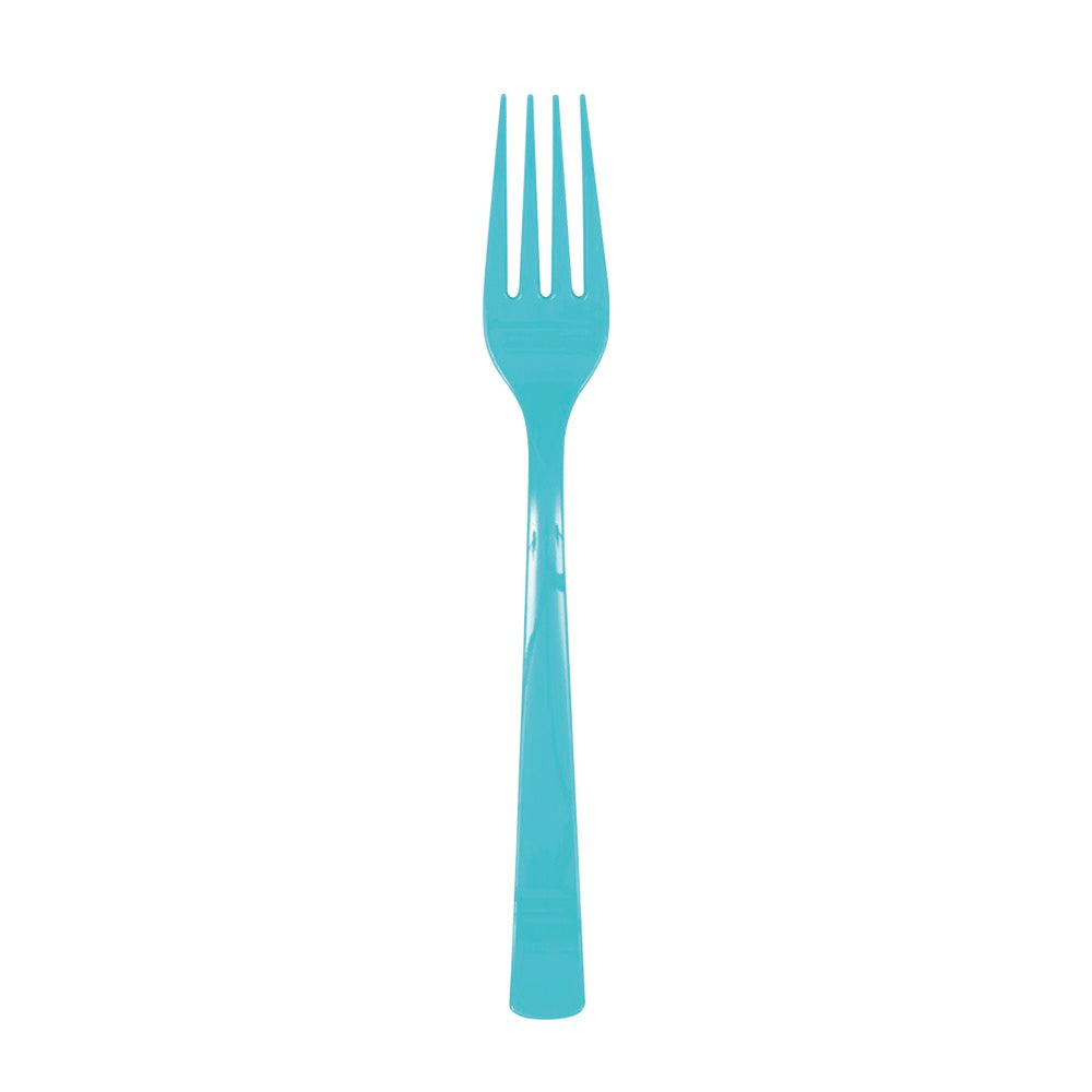 Teal Plastic Forks 18ct