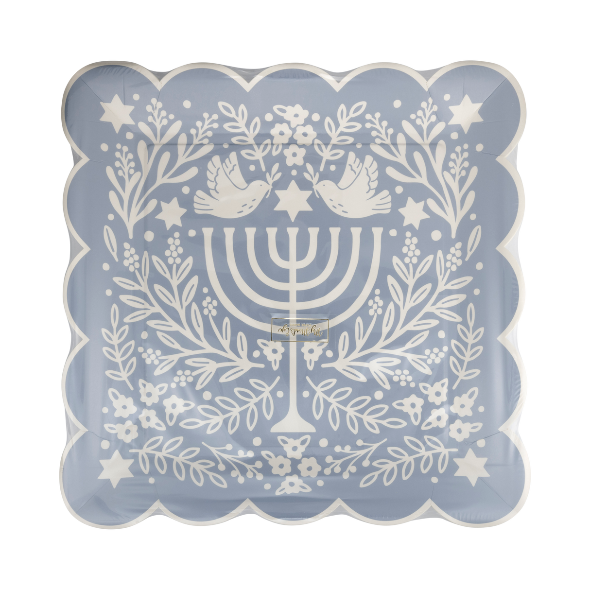Floral Menorah 10in Plates 8ct