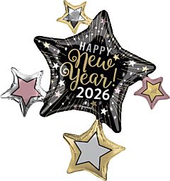 #SS01 Starry New Year 2026 35in Multiballoon Supershape