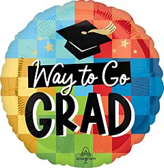 #G36 Way to Go Grad Colorful Checkers 18in Printed Mylar