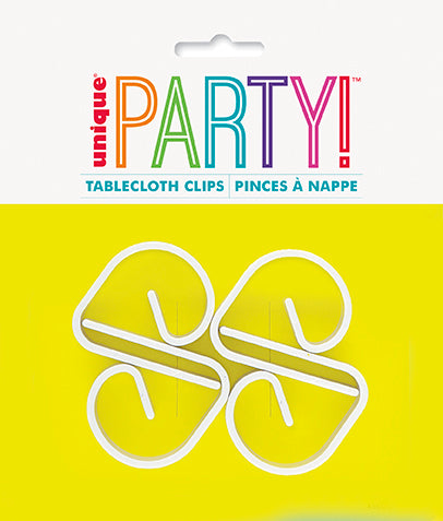 White Plastic Table Cover Clips 4ct
