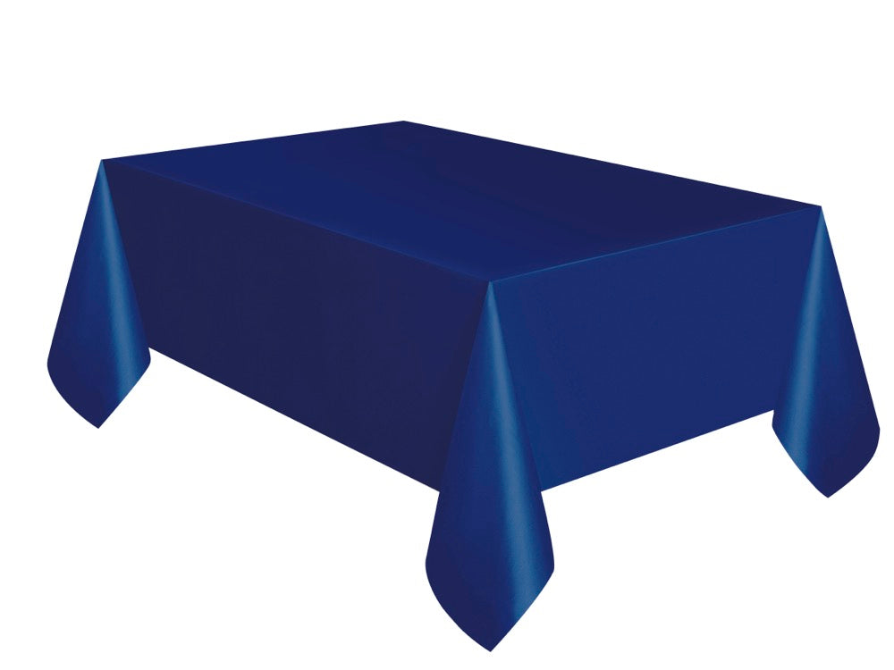 Navy Blue Rectangular Plastic Table Cover 54in x 108in