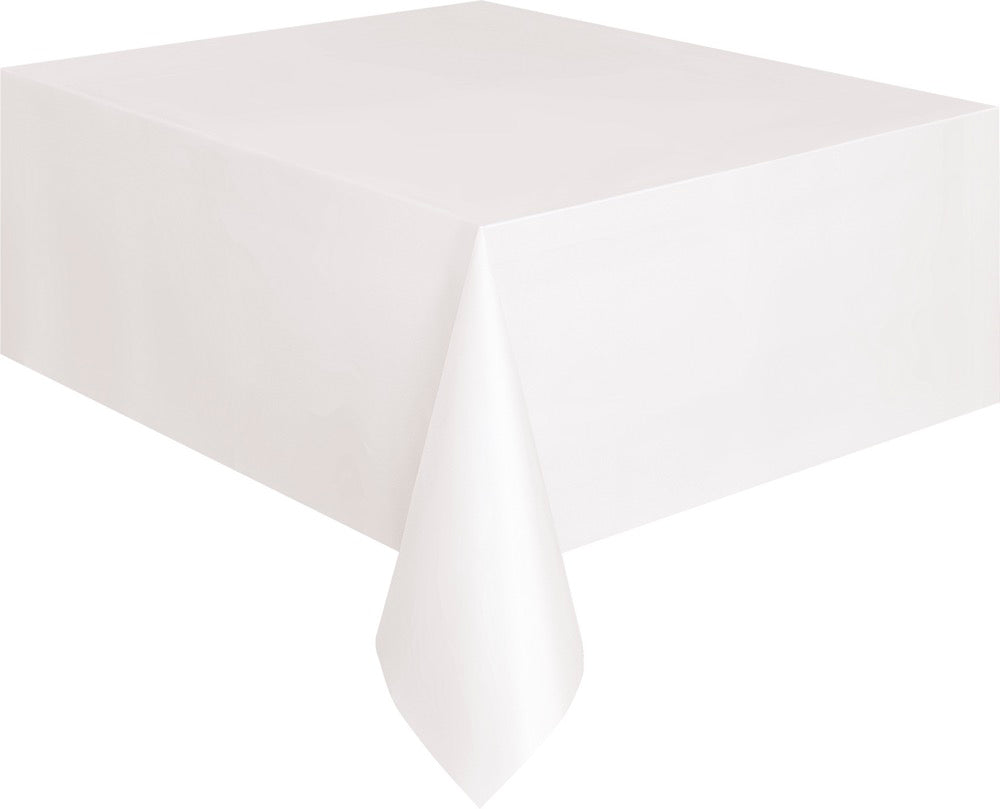 White Rectangular Plastic Table Cover 54in x 108in