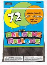 12in Packaged Latex Balloons 72ct - Jet Black