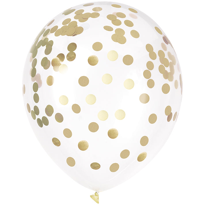 Clear 12in Latex Balloons with Metallic Confetti 6ct