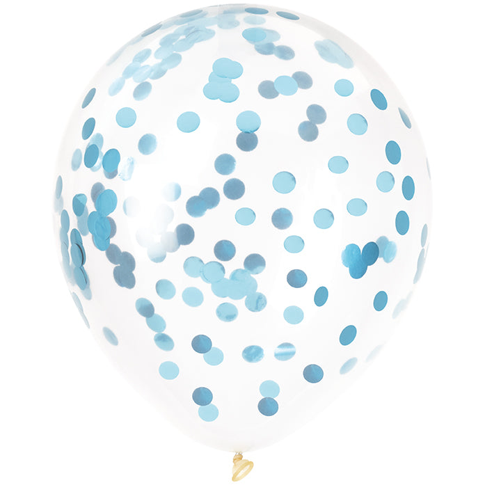Clear 12in Latex Balloons with Metallic Confetti 6ct