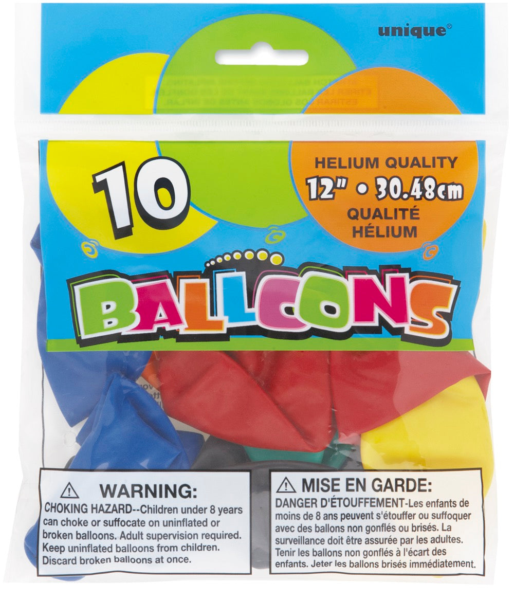 12in Packaged Latex Balloons 10ct - Assorted