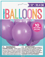12in Packaged Latex Balloons 10ct - Lavender