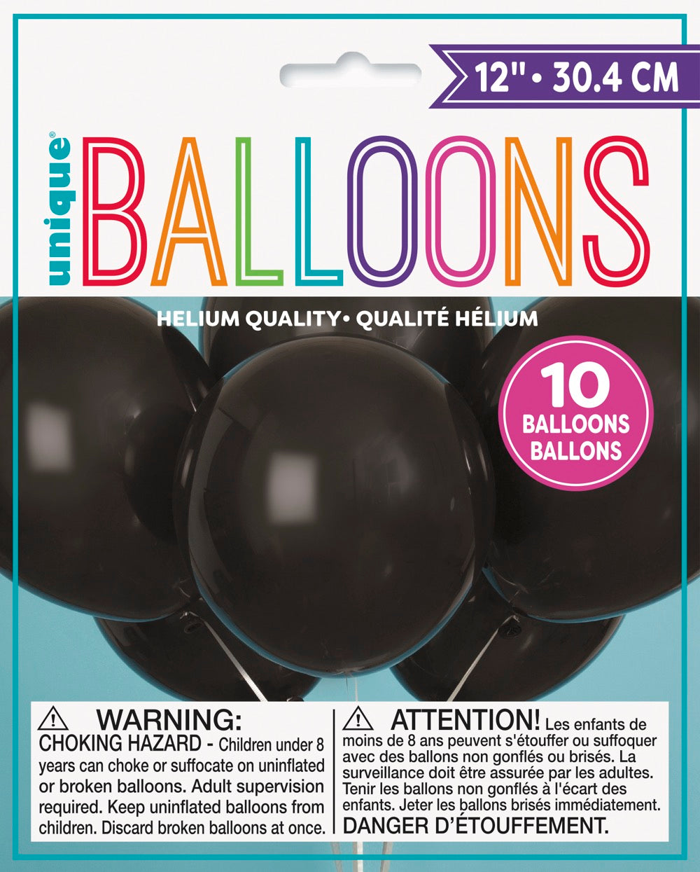 12in Packaged Latex Balloons 10ct - Jet Black