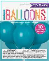 12in Packaged Latex Balloons 10ct - Teal