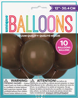 12in Packaged Latex Balloons 10ct - Brown