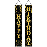 Happy Birthday Fabric Door Panel Set - Black & Gold