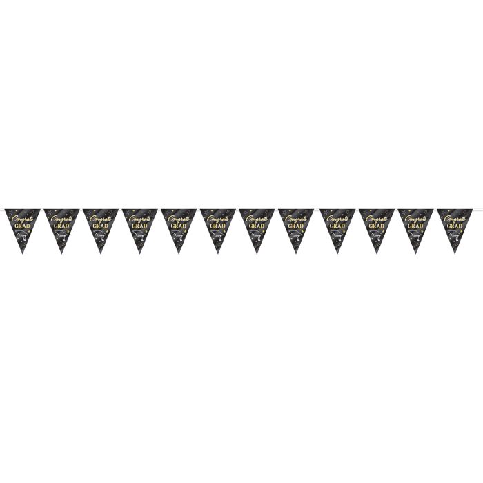 Metallic Congrats Grad Pennant Banner 12ft