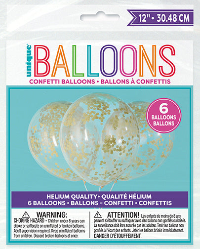 Clear 12in Latex Balloons with Paper Confetti 6ct