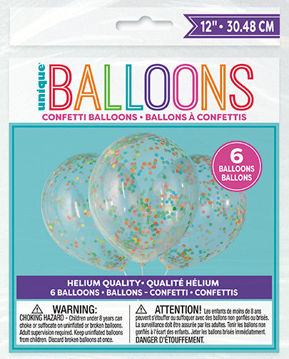 Clear 12in Latex Balloons with Paper Confetti 6ct