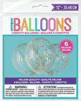 Clear 12in Latex Balloons with Paper Confetti 6ct