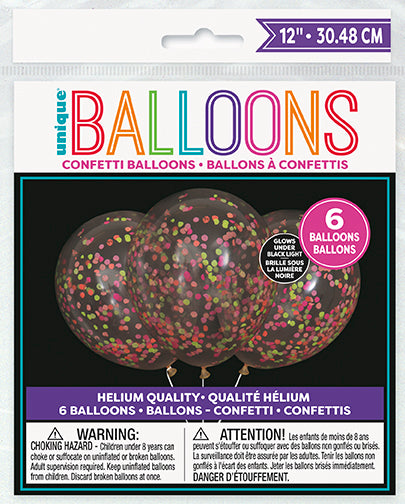 Clear 12in Latex Balloons with Paper Confetti 6ct