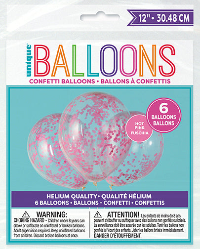 Clear 12in Latex Balloons with Paper Confetti 6ct