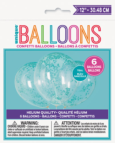 Clear 12in Latex Balloons with Paper Confetti 6ct