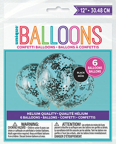 Clear 12in Latex Balloons with Paper Confetti 6ct