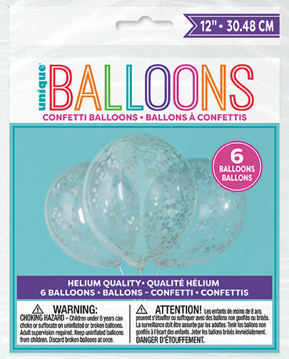 Clear 12in Latex Balloons with Paper Confetti 6ct