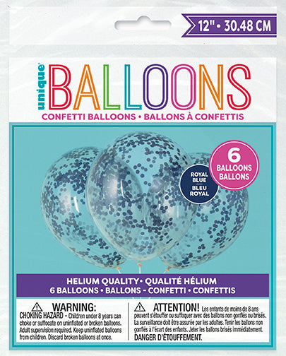 Clear 12in Latex Balloons with Paper Confetti 6ct