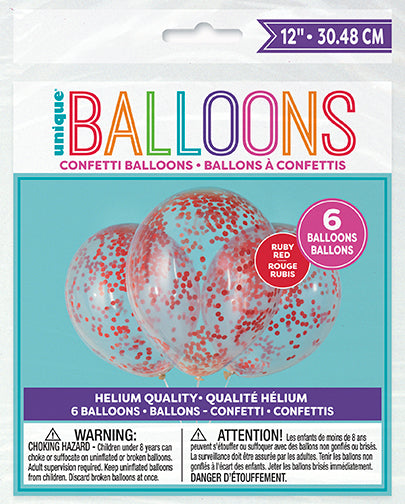 Clear 12in Latex Balloons with Paper Confetti 6ct